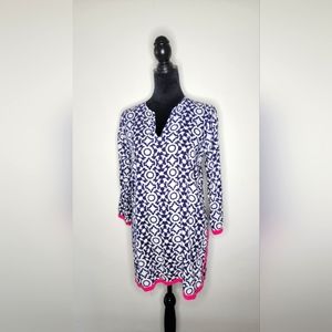 Roberta Roller Rabbit 100% Cotton Tunic Top with Block Print S